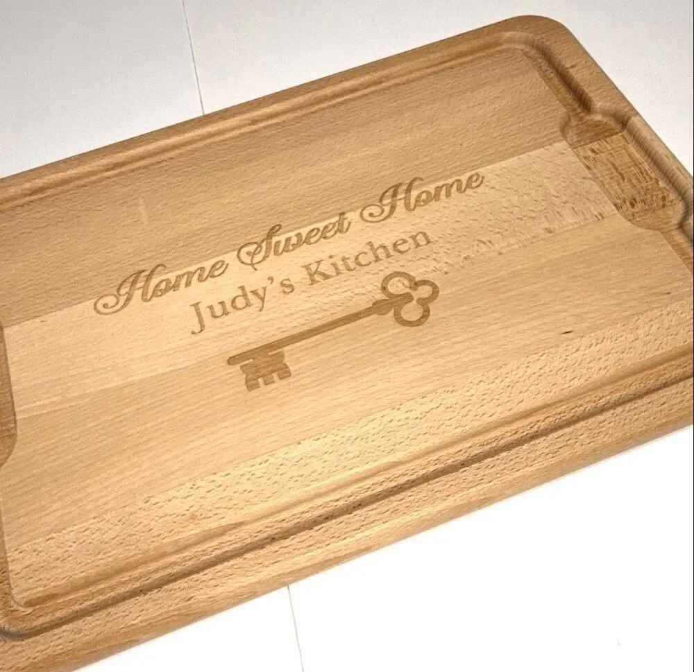 Personalized Engraved Wooden Cutting Board – “Home Sweet Home | Judy’s Kitchen”
